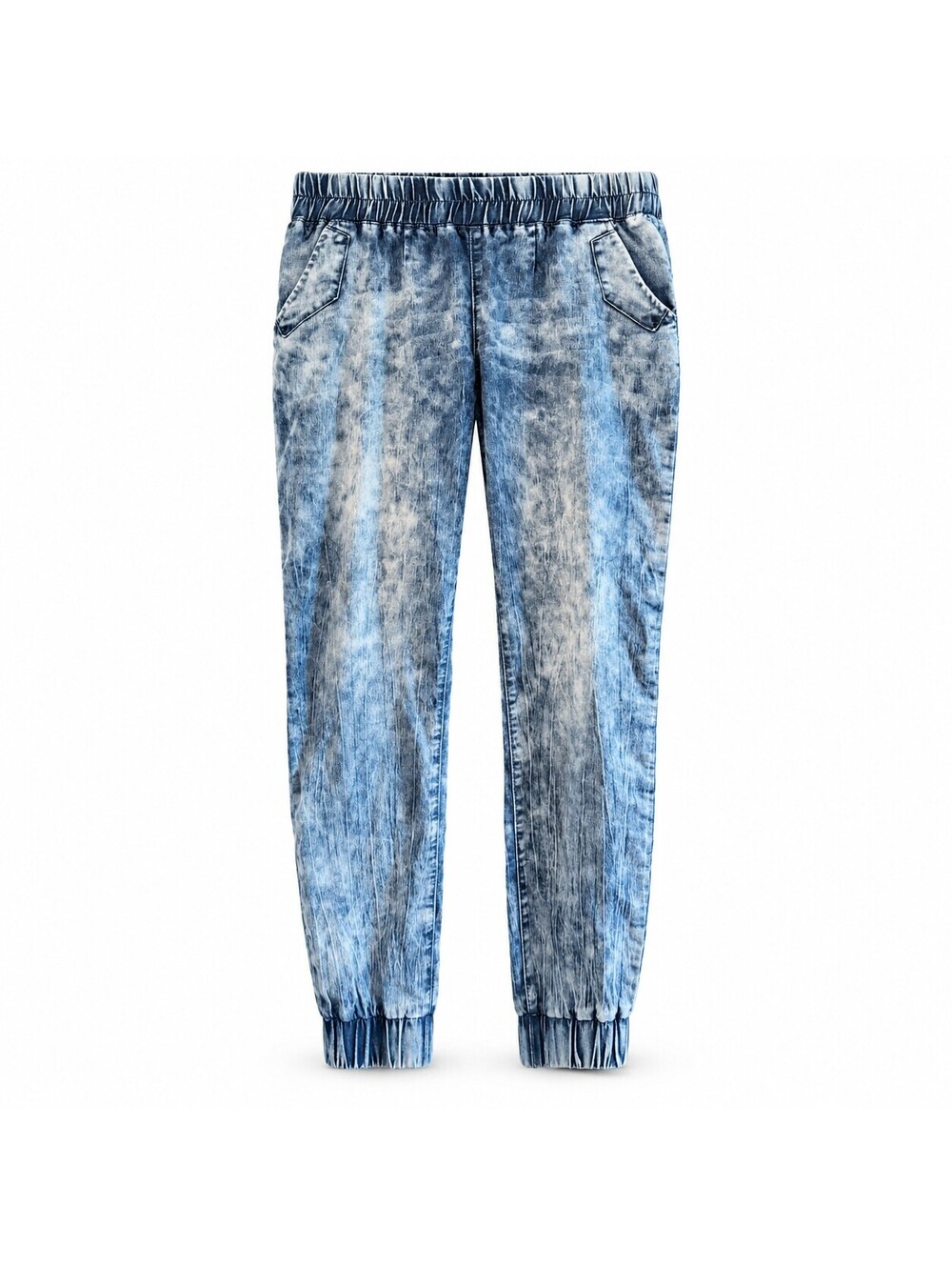 Indigo Rein Acid Wash Denim Joggers Women L Y2K Streetwear Pull-On